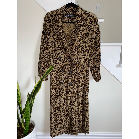 Zara Leopard Trench Coat - Picture 3 of 6